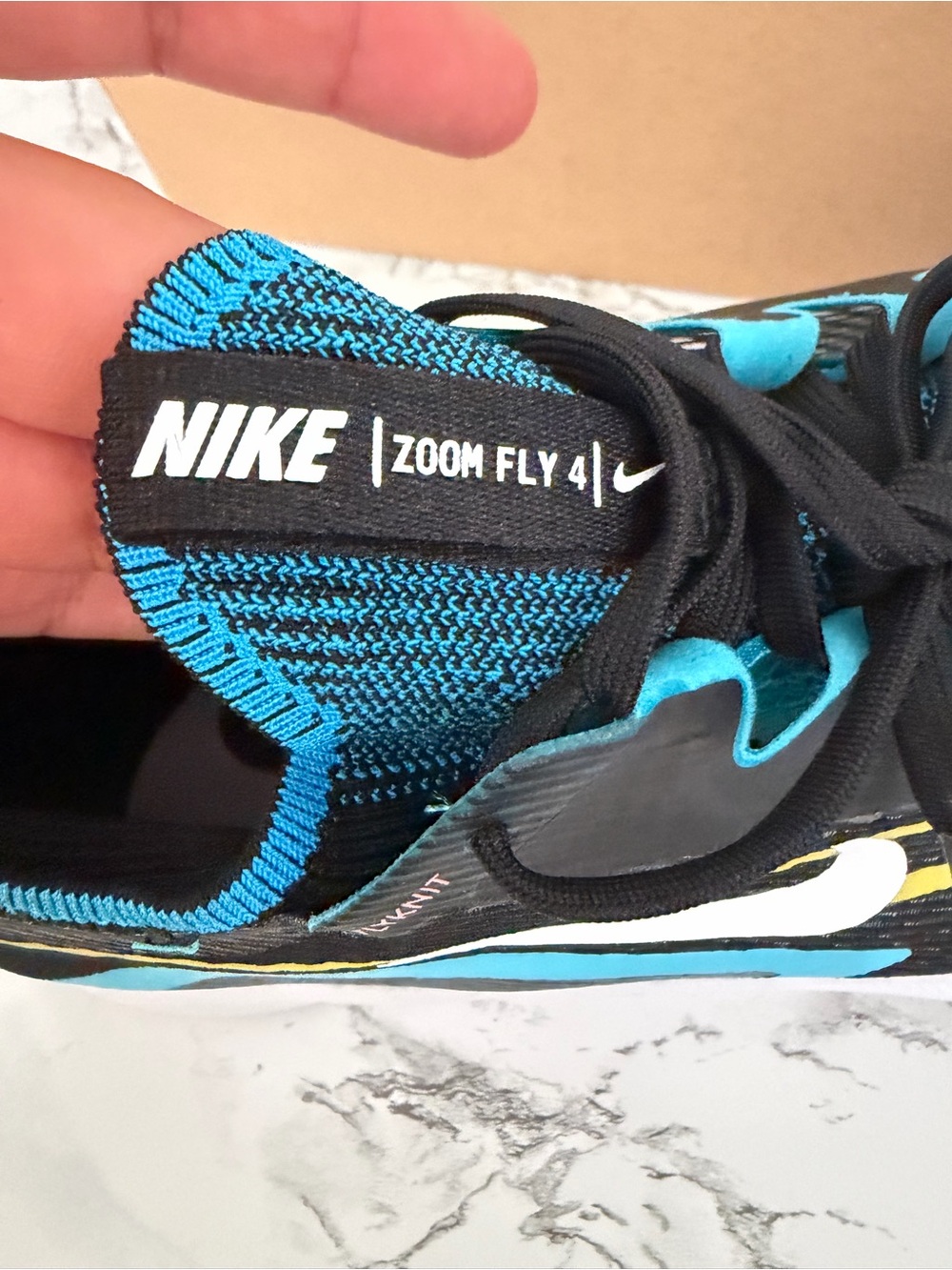 Nike Zoom Fly 4 Black Chlorine Blue Running Athletic Shoes CT2392 Men’s Sizes - Picture 5 of 9